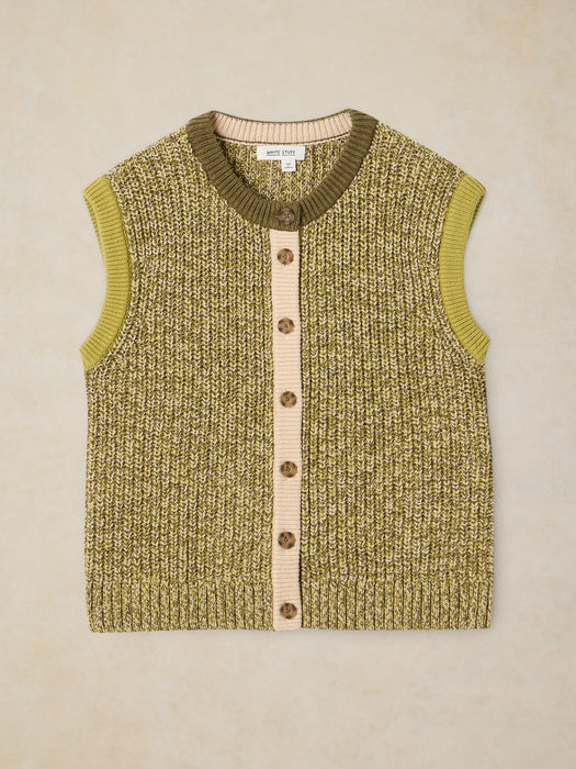White Stuff Women's Twist Button Tank In Green Multi
