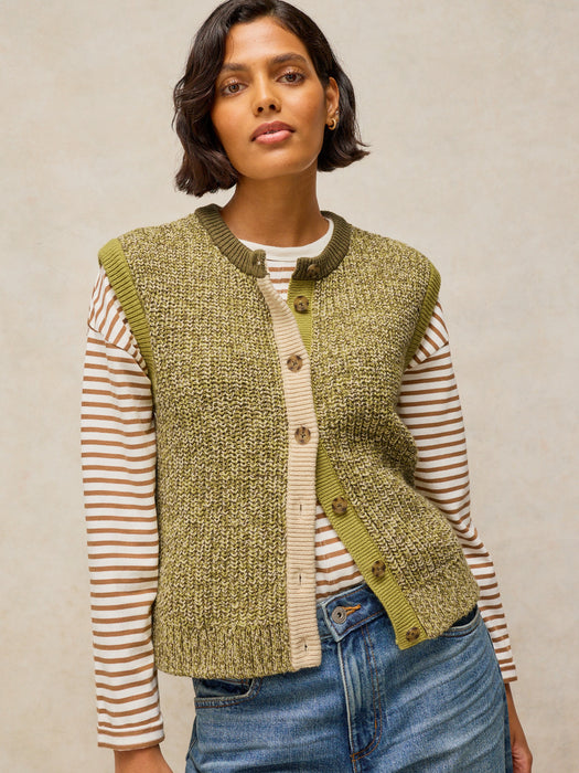 White Stuff Women's Twist Button Tank In Green Multi