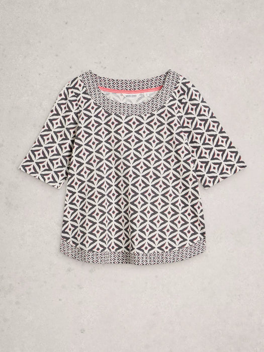 White Stuff Women's Weaver Jersey Long Sleeve Tee In Ivory Print