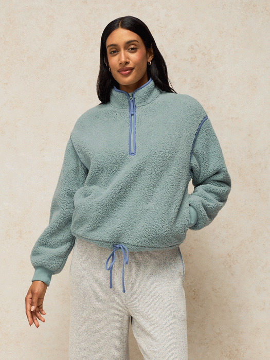 White Stuff Women's Wren Half Zip Jumper In Mid Bue
