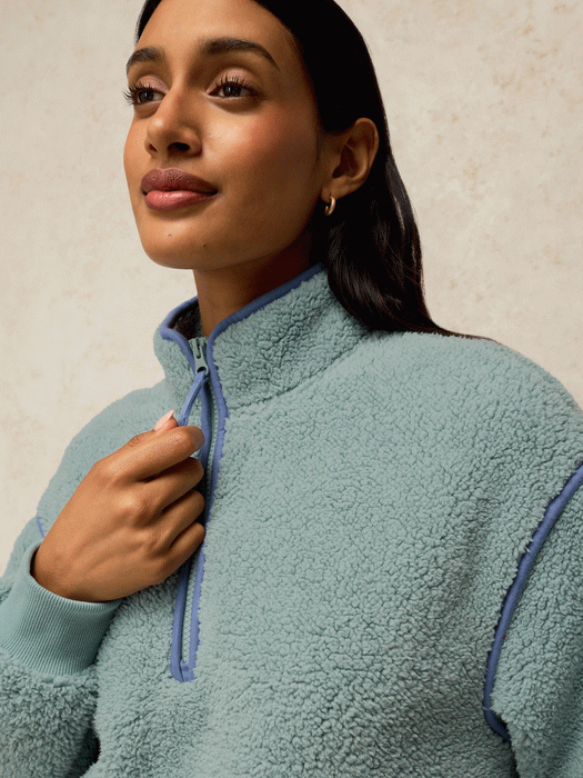 White Stuff Women's Wren Half Zip Jumper In Mid Bue