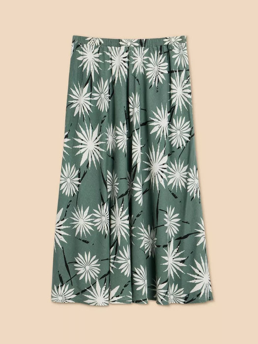 White Stuff Women's Clemence Linen Blend Skirt - Green Print