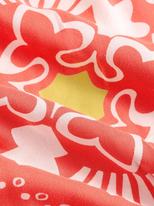 White Stuff Women's Lucy Midi Short Sleeve Dress In Coral Print