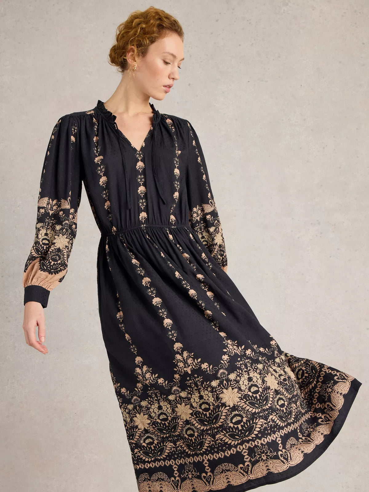 White Stuff Women's Robyn Embroidered Dress In Black Multi — Maple Gifts