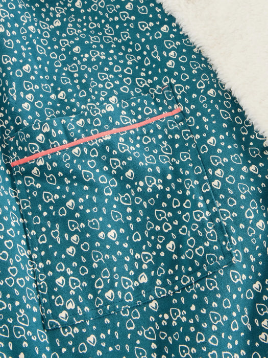 White Stuff Women's Ava Lined Dressing Gown In Teal Print