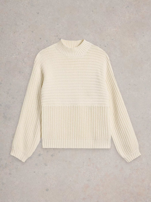 White Stuff Women's Marley Mix Cotton Crew Neck Jumper In Pale Ivory