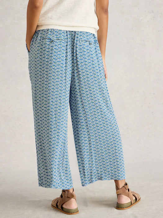 White Stuff Women's Lisette Crinkle Crop Culotte In Blue Print