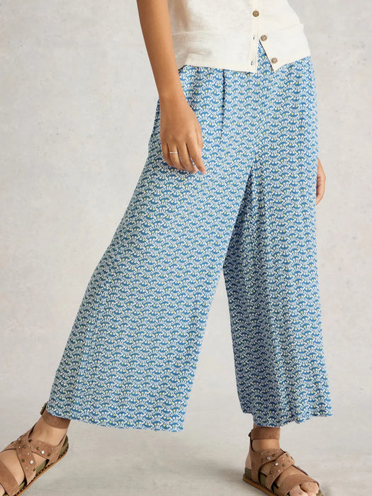 White Stuff Women's Lisette Crinkle Crop Culotte In Blue Print