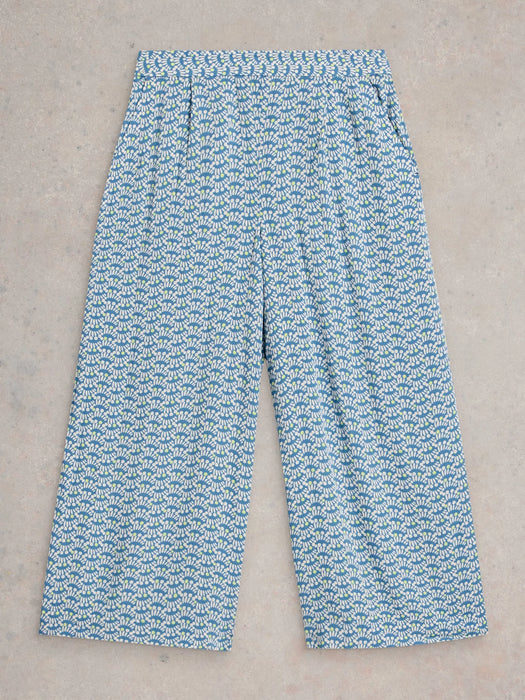 White Stuff Women's Lisette Crinkle Crop Culotte In Blue Print