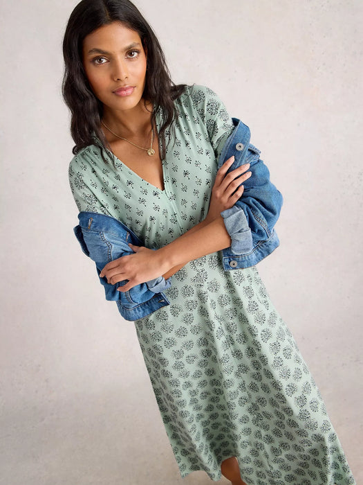 White Stuff Women's Megan Short Sleeve Jersey Midi Dress In Light Green