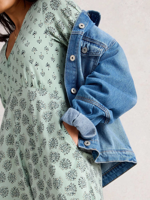 White Stuff Women's Megan Short Sleeve Jersey Midi Dress In Light Green