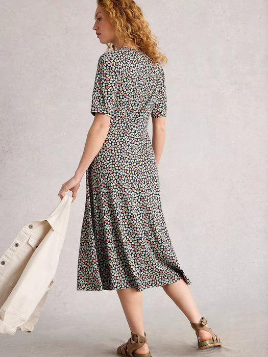 White Stuff Women's Megan Short Sleeve Jersey Midi Dress In Navy Multi