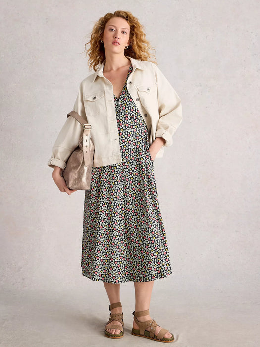 White Stuff Women's Megan Short Sleeve Jersey Midi Dress In Navy Multi