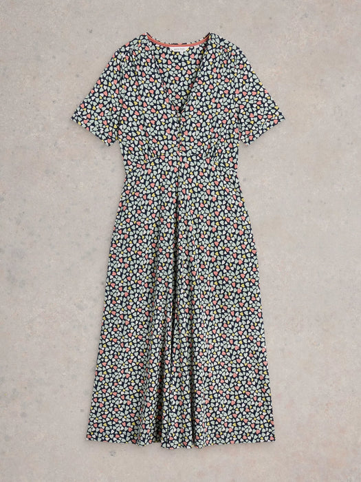 White Stuff Women's Megan Short Sleeve Jersey Midi Dress In Navy Multi