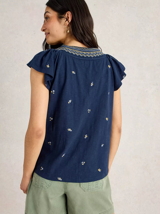 White Stuff Women's Lucie Embroidered Top In Navy Multi