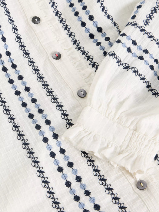White Stuff Women's Naomi Embroidered Shirt In Ivory Multi