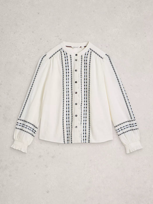 White Stuff Women's Naomi Embroidered Shirt In Ivory Multi