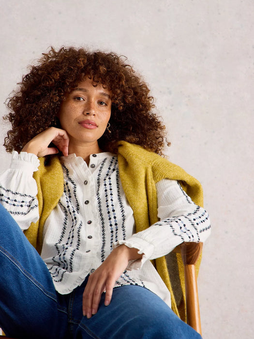 White Stuff Women's Naomi Embroidered Shirt In Ivory Multi