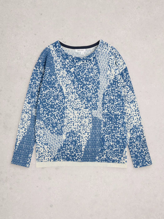 White Stuff Women's Olive Print Jumper In Blue Print
