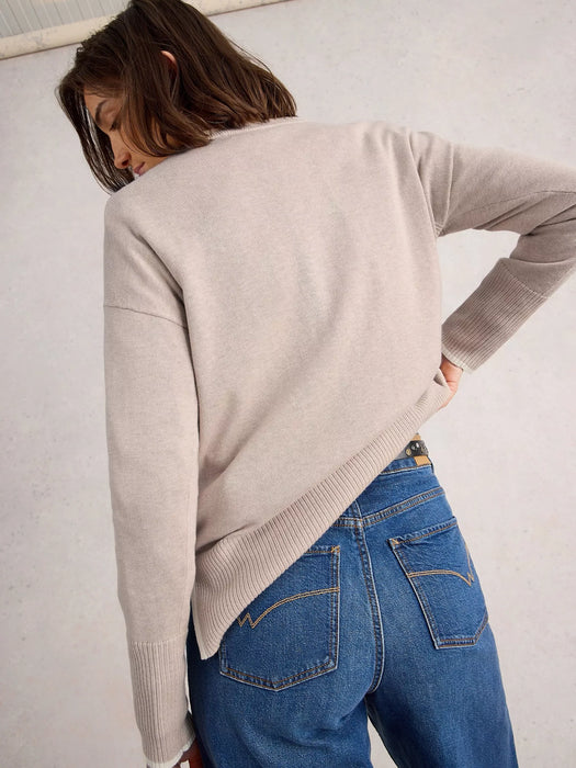 White Stuff Women's Olive Long Sleeve Crew Jumper In Light Natural