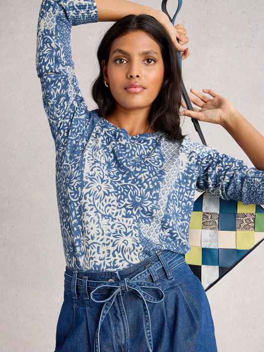 White Stuff Women's Olive Print Jumper In Blue Print