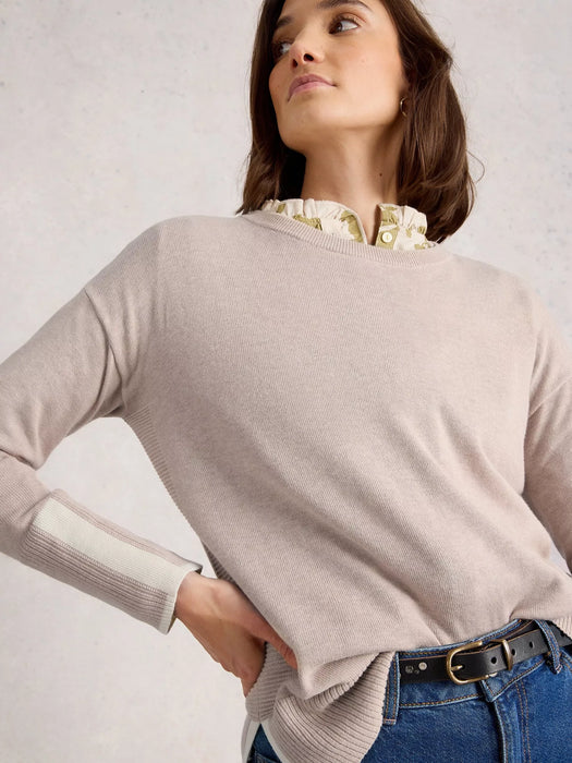 White Stuff Women's Olive Long Sleeve Crew Jumper In Light Natural