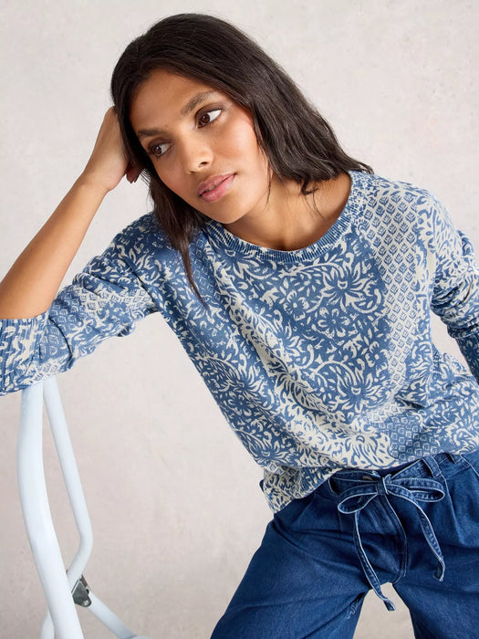 White Stuff Women's Olive Print Jumper In Blue Print