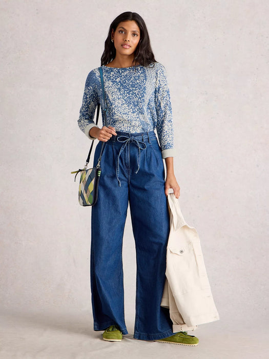 White Stuff Women's Olive Print Jumper In Blue Print