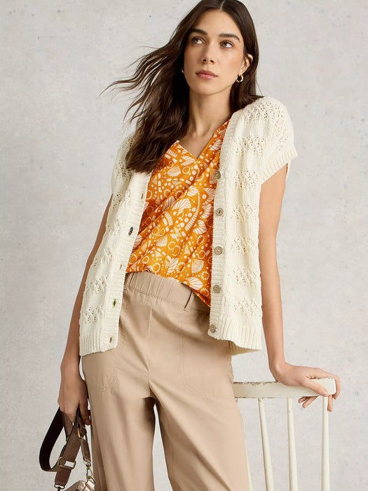 White Stuff Women's Nelly Notch Short Sleeve Tee In Chartreuse Print