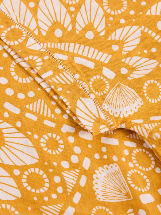 White Stuff Women's Nelly Notch Short Sleeve Tee In Chartreuse Print