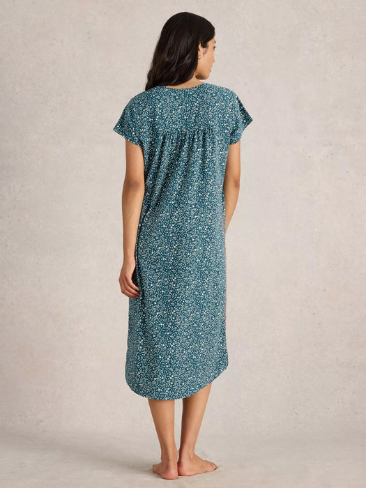 White Stuff Women's Tilda Midi Jersey Nightie In Teal Print