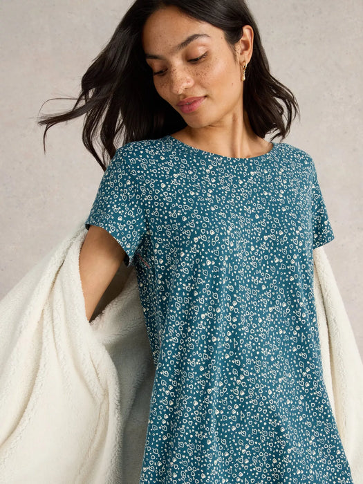 White Stuff Women s Tilda Midi Jersey Nightie In Teal Print