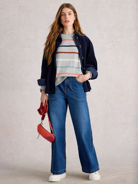 White Stuff Women's Olive Crew Neck Jumper In Grey Multi