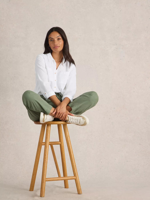 White Stuff Women's Sophie Organic Cotton Long Sleeve Shirt In Pale Ivory