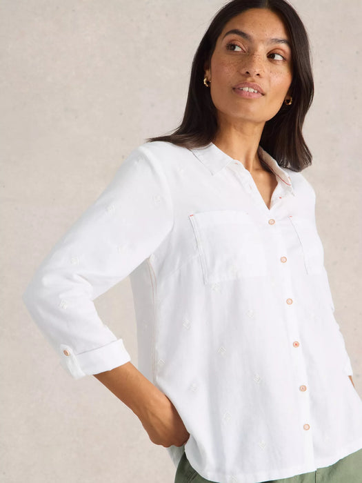 White Stuff Women's Sophie Organic Cotton Long Sleeve Shirt In Pale Ivory