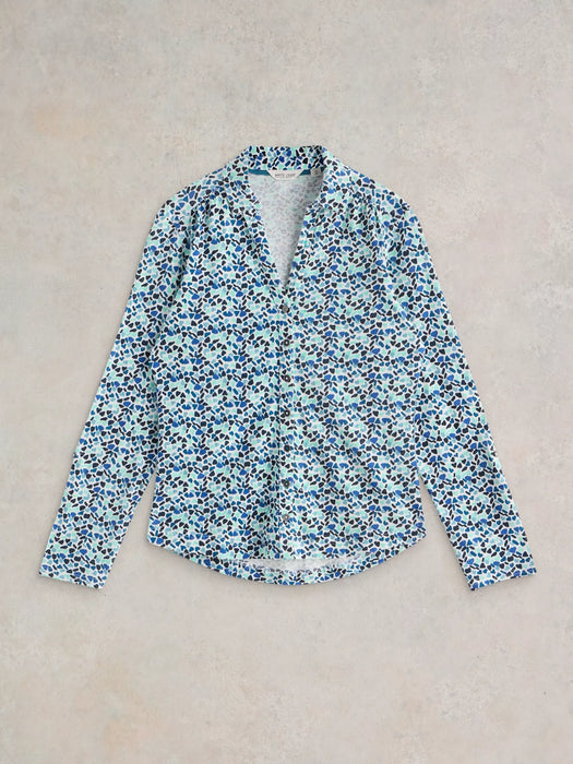 White Stuff Women's Annie Collared Jersey Shirt In Blue Multi