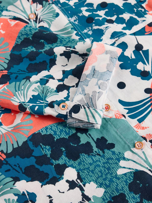 White Stuff Women's Sophie Organic Cotton Long Sleeve Shirt In Ivory Print