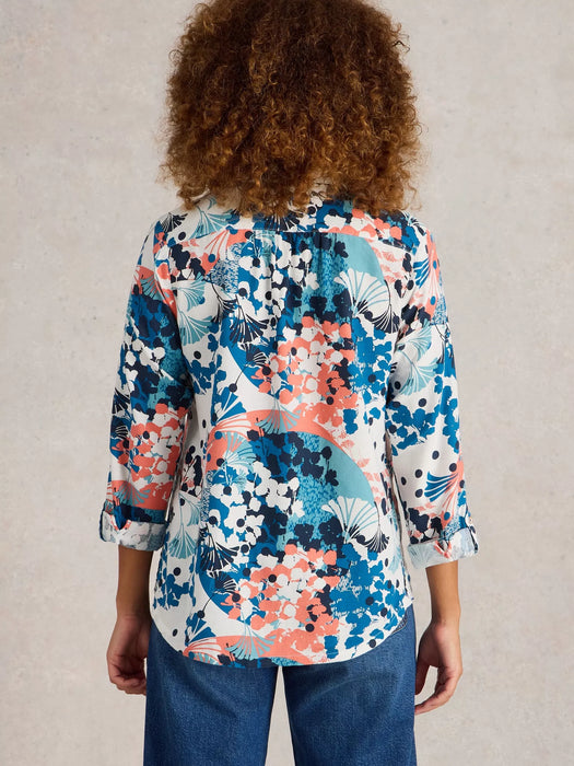 White Stuff Women's Sophie Organic Cotton Long Sleeve Shirt In Ivory Print