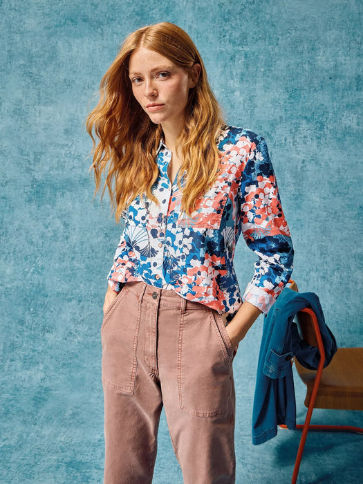 White Stuff Women's Sophie Organic Cotton Long Sleeve Shirt In Ivory Print