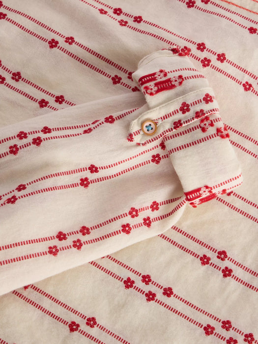 White Stuff Women's Sophie Organic Cotton Long Sleeve Shirt In Pink Multi