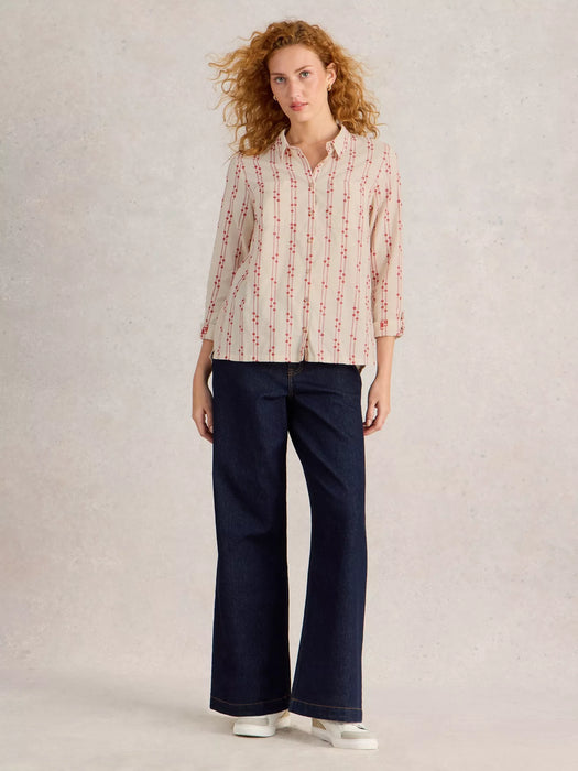 White Stuff Women's Sophie Organic Cotton Long Sleeve Shirt In Pink Multi