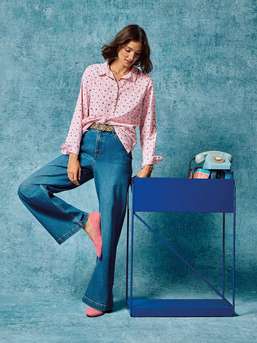 White Stuff Women's Sophie Organic Cotton Long Sleeve Shirt In Pink Multi