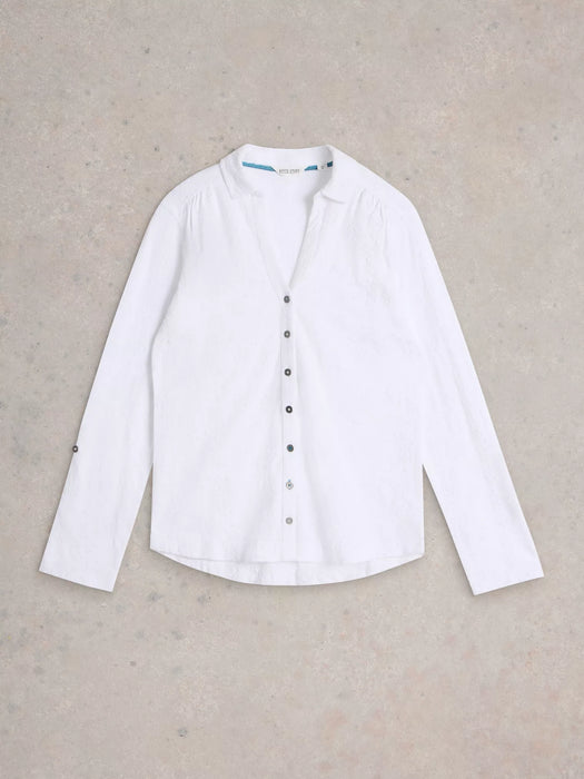 White Stuff Women's Annie Broderie Jersey Shirt In Brilliant White