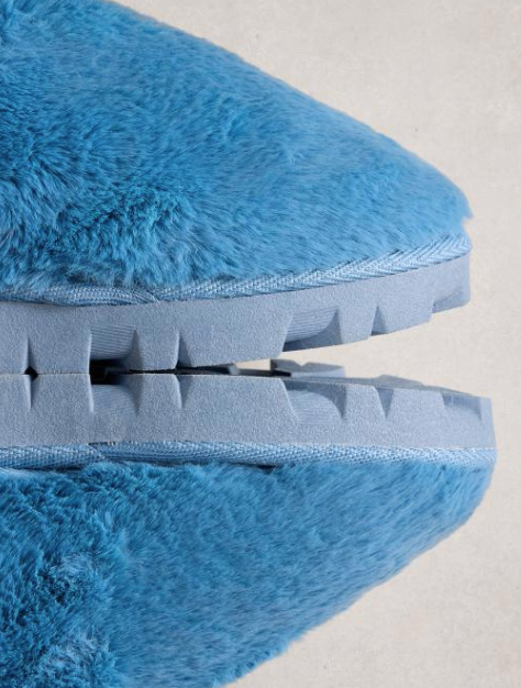 White Stuff Women's Faux Fur Mule Slippers In Bright Blue