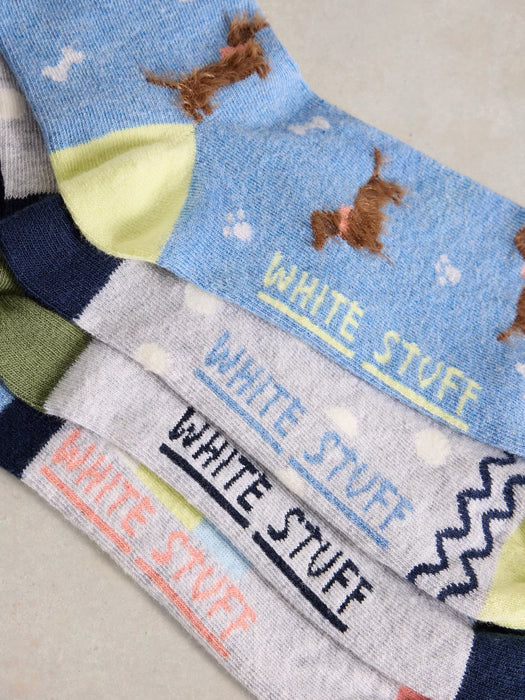 White Stuff Women's Doggy Ankle Socks 4PK