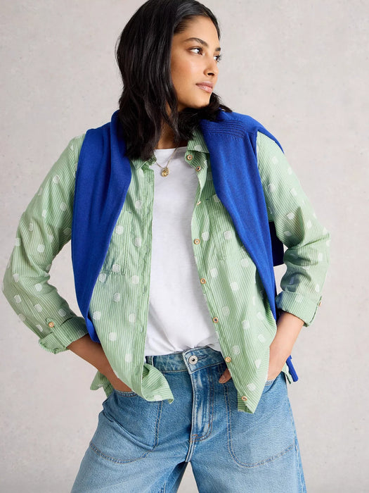 White Stuff Women's Sophie Long Sleeve Organic Cotton Shirt In Green Multi