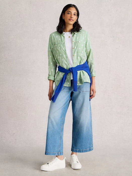 White Stuff Women's Sophie Long Sleeve Organic Cotton Shirt In Green Multi