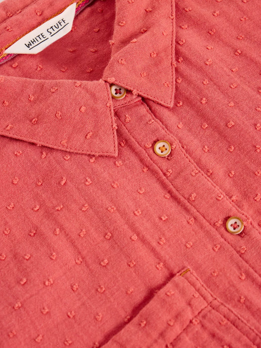 White Stuff Women's Sophie Collared Longline Cotton Shirt In Mid Pink