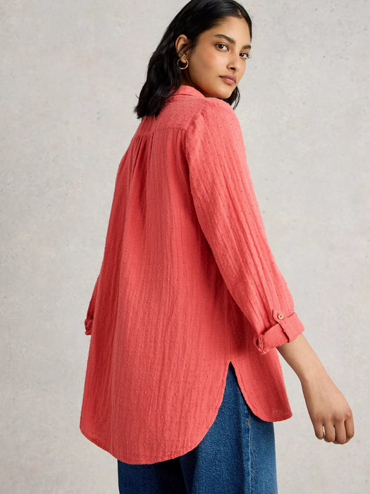 White Stuff Women's Sophie Collared Longline Cotton Shirt In Mid Pink