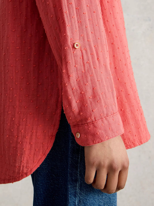 White Stuff Women's Sophie Collared Longline Cotton Shirt In Mid Pink